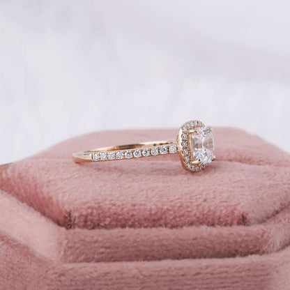 1.50 CT IGI Certified Asscher Cut Lab Diamond Pave Engagement Ring