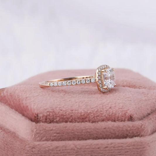 1.50 CT IGI Certified Asscher Cut Lab Diamond Pave Engagement Ring