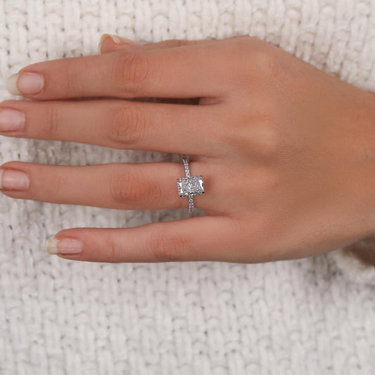 2.50 CT Radiant Lab Diamond Hidden Halo Engagement Ring