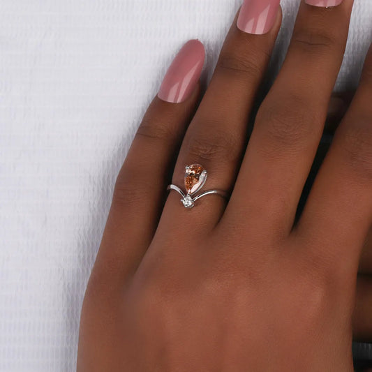 1.50 CT Pink Color Pear Cut Lab Grown Diamond Solitaire Engagement Ring