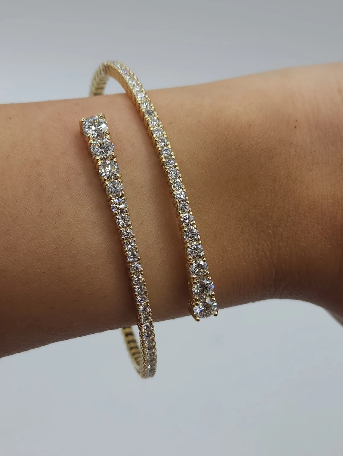 3 Ct Diamond Bangle, 14K Gold Lab Grown Diamond Bracelet