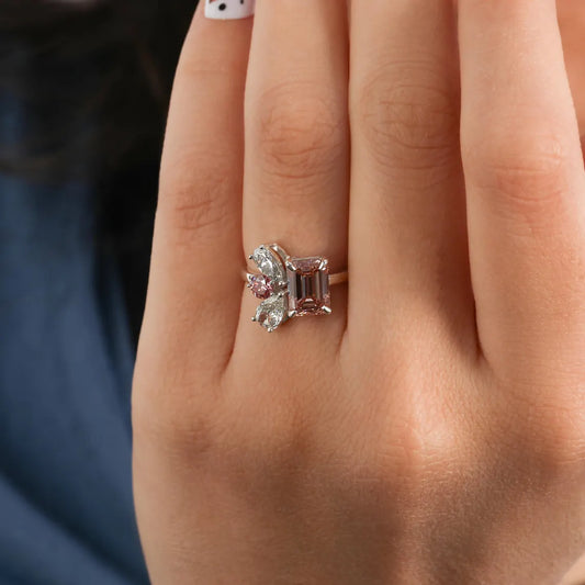 2.00 TCW Emerald Cut Lab Grown Diamond Cluster Engagement Ring
