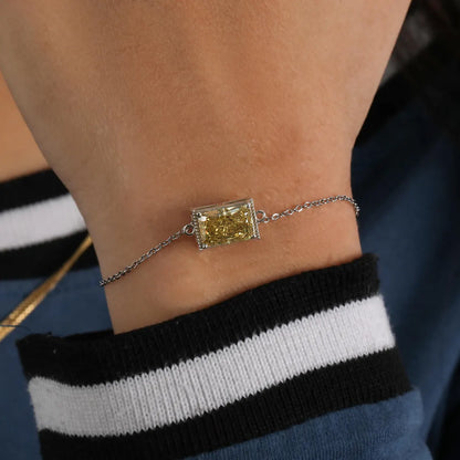 3.50 CT Yellow Radiant Cut Lab Grown Diamond Solitaire Bracelet