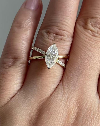 1.00 CT Marquise Cut Lab Grown Diamond Halo Engagement Ring