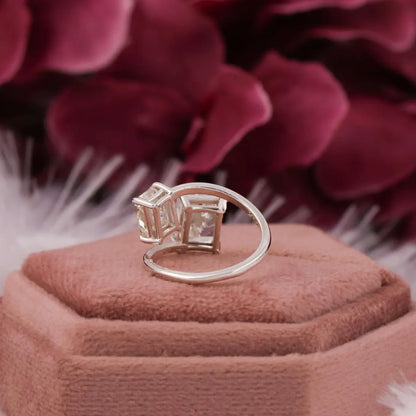 4.20 TCW Radiant Cut Lab Grown Diamond Toi Et Moi Engagement Ring