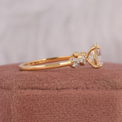 2.00 CT oval cluster style lab grown diamond engagement ring