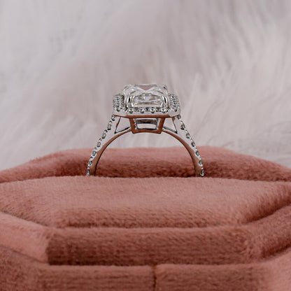 3.00 CT Elongated Radiant Cut Lab Diamond Halo Engagement Ring