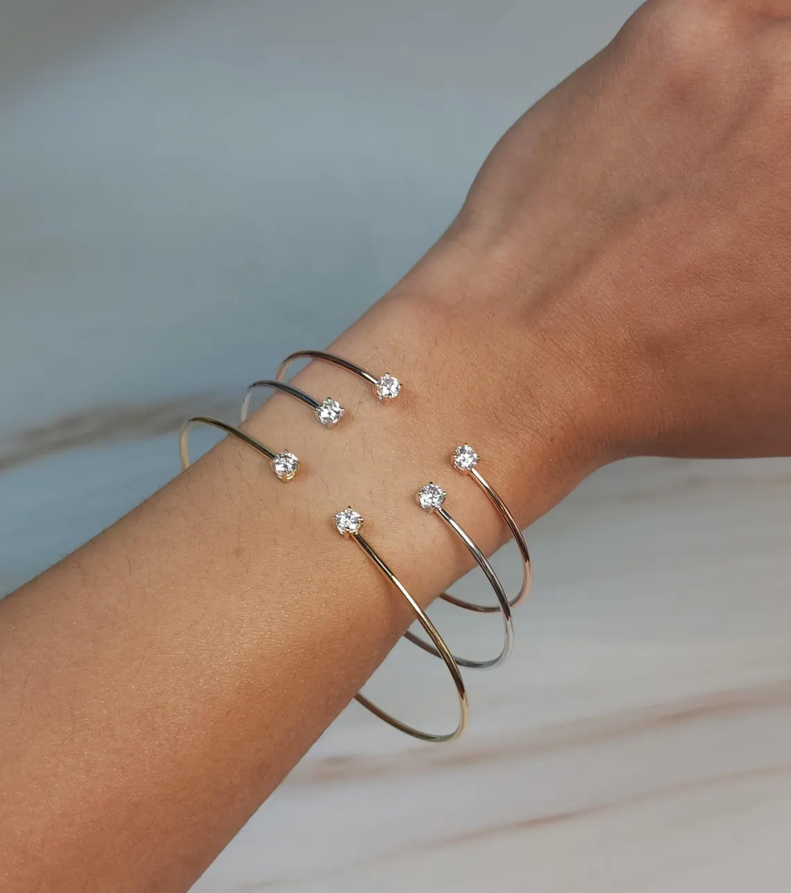 0.40 Ct Diamond Bangle, 14K Gold Lab Grown Diamond Bangle, Open Cuff Bangle