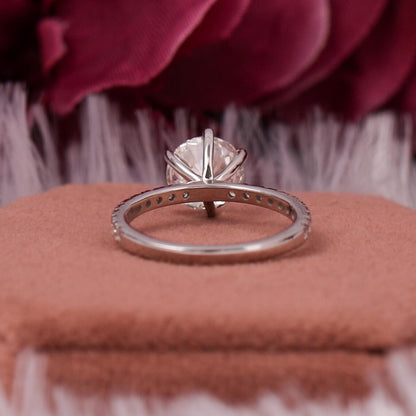  1.00 CT Round Lab Grown Diamond Solitaire Engagement Pave Ring