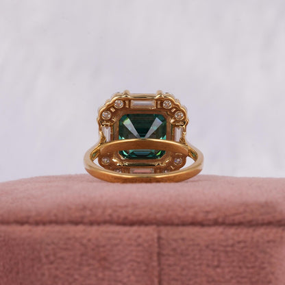 2.00 CT Asscher Cut Green Lab Grown Diamond Engagement Ring