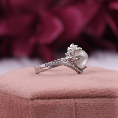 2.00 CT Round Cabochon Lab Diamond Halo Engagement Ring