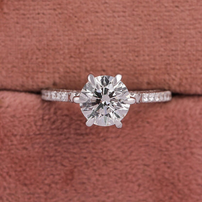 2.00 CT Round Cut Lab Grown Diamond Minimalist Engagement Ring