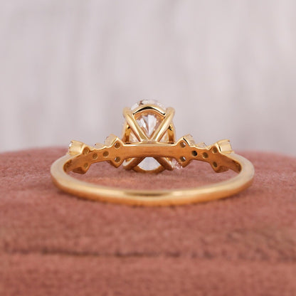 2.00 CT oval cluster style lab grown diamond engagement ring