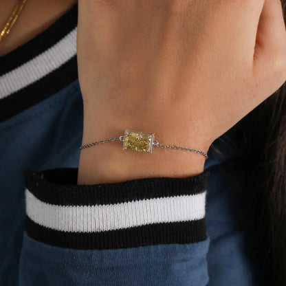 3.50 CT Yellow Radiant Cut Lab Grown Diamond Solitaire Bracelet