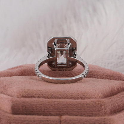 3.00 CT Elongated Radiant Cut Lab Diamond Halo Engagement Ring