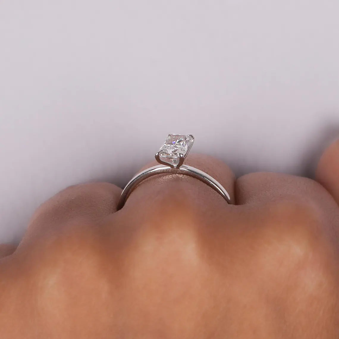 1.20 CT Radiant Cut Lab Grown Diamond Solitaire Engagement Ring