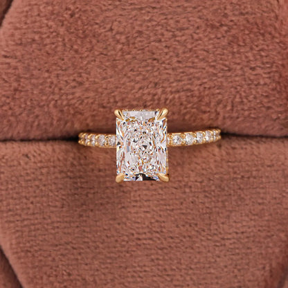 2.00 CT Radiant Cut Lab Grown Diamond Art Deco Engagement Ring