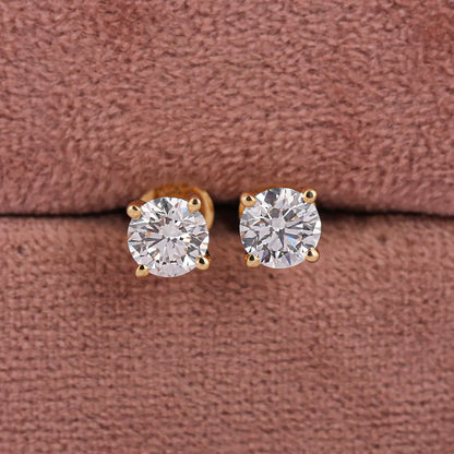 Round Cut Lab Grown Diamond Solitaire Stud Earrings