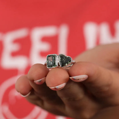 4.00 TCW Green Radiant & Heart Cut Lab Diamond Two Stone Engagement Ring