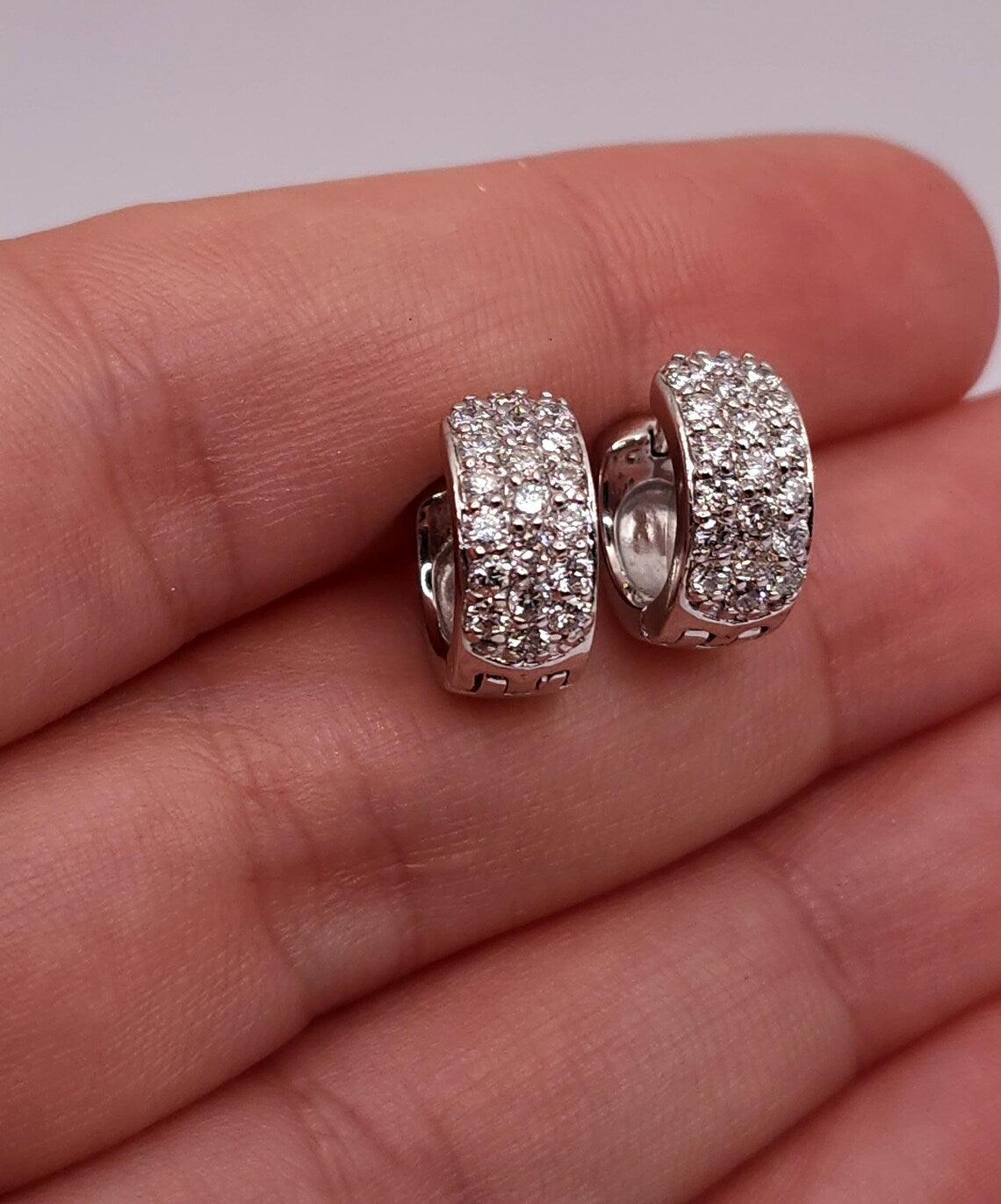 0.76 Ct Diamond Earrings, 14Kt Solid Gold Huggie Earrings