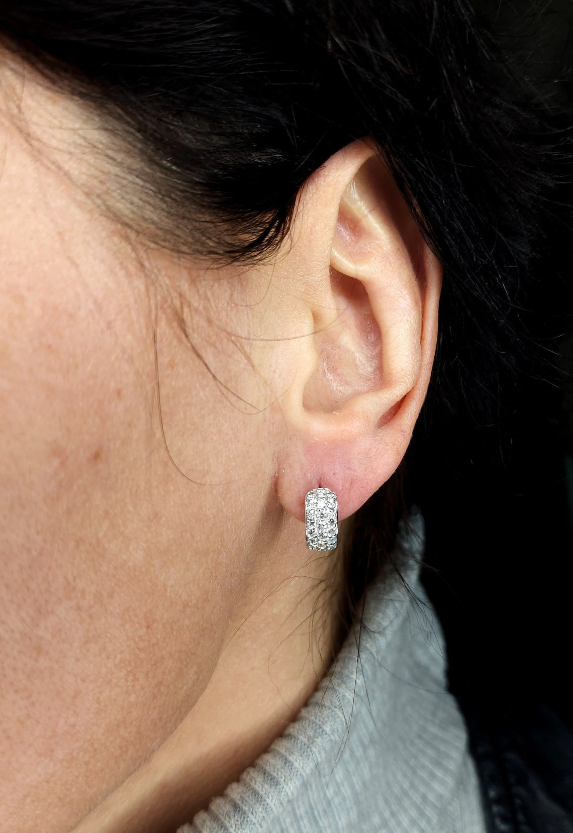 0.76 Ct Diamond Earrings, 14Kt Solid Gold Huggie Earrings