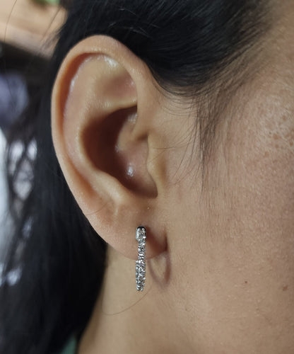 1 Ct Diamond Hoop Earrings, 14Kt Solid Gold Huggie Earrings
