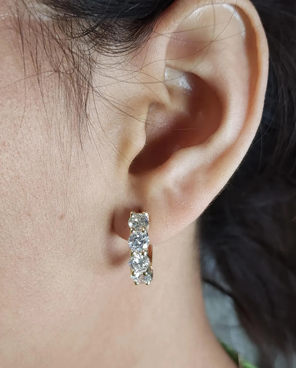 5.28 Ct Diamond Hoop Earrings, 14Kt Solid Gold Huggie Earrings
