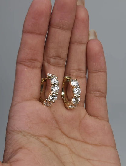 5.28 Ct Diamond Hoop Earrings, 14Kt Solid Gold Huggie Earrings