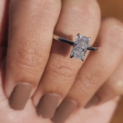 1.20 CT Radiant Cut Lab Grown Diamond Solitaire Engagement Ring
